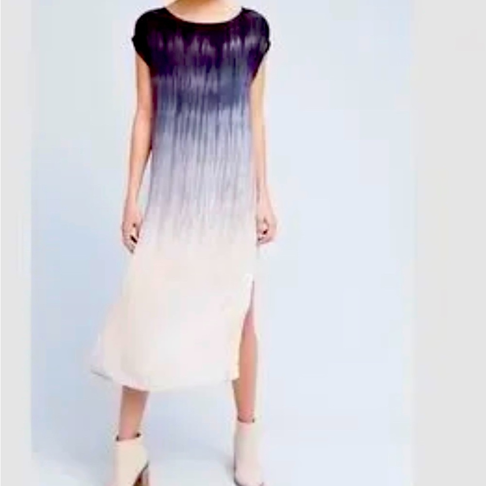 Anthopologie cloth and stone dip dye Ombre Blue Dress
